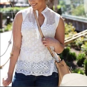 NEW IN BAG CAbi Prudence White Lace Sleeveless Med